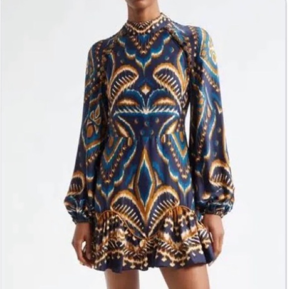 Farm Rio blue pineapple ikat dress